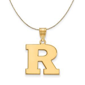 14k Yellow Gold Rutgers Medium Initial R Necklace - 22 Inch